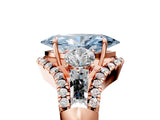 Rose gold Three-Stone Fancy Blue Marquise Cut Diamond Engagement Ring with Pave Band and Prong Setting_5