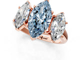 Rose gold Three-Stone Fancy Blue Marquise Cut Diamond Engagement Ring with Prong Setting_4