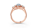 Rose gold Three-Stone Fancy Blue Marquise Cut Diamond Engagement Ring with Prong Setting_6