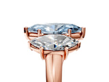 Rose gold Three-Stone Fancy Blue Marquise Cut Diamond Engagement Ring with Prong Setting_8