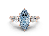 Rose gold Three-Stone Fancy Blue Marquise  Cut Diamond Pavé Band with Four-Prong Setting_28