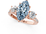 Rose gold Three-Stone Fancy Blue Marquise  Cut Diamond Pavé Band with Four-Prong Setting_29
