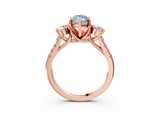 Rose gold Three-Stone Fancy Blue Marquise  Cut Diamond Pavé Band with Four-Prong Setting_31