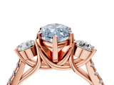 Rose gold Three-Stone Fancy Blue Marquise  Cut Diamond Pavé Band with Four-Prong Setting_32