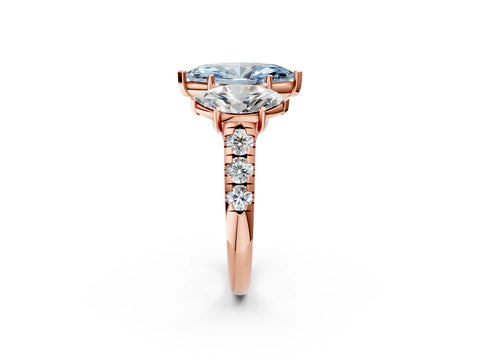 Rose gold Three-Stone Fancy Blue Marquise Cut Diamond Pavé Band with Prong Setting_25