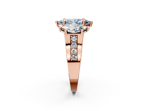 Rose gold Three-Stone Fancy Blue Marquise  Cut Diamond Ring with Channel-Set Band and Four-Prong Setting_37