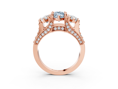 Rose gold Three-Stone Fancy Blue Marquise  Cut Diamond Ring with Channel-Set Band and Four-Prong Setting_38