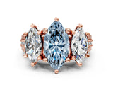 Rose gold Three-Stone Fancy Blue Marquise  Cut Diamond Ring with Channel-Set Band and Four-Prong Setting_52