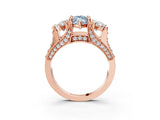 Rose gold Three-Stone Fancy Blue Marquise  Cut Diamond Ring with Channel-Set Band and Four-Prong Setting_55