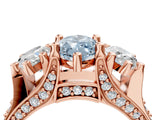 Rose gold Three-Stone Fancy Blue Marquise  Cut Diamond Ring with Channel-Set Band and Four-Prong Setting_56