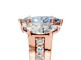 Rose gold Three-Stone Fancy Blue Marquise  Cut Diamond Ring with Channel-Set Band and Four-Prong Setting_57