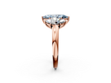 Rose gold Three-Stone Fancy Blue Marquise  Cut Diamond Ring with Channel-Set Band and Four-Prong Setting_63