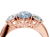 Rose gold Three-Stone Fancy Blue Marquise  Cut Diamond Ring with Channel-Set Band and Four-Prong Setting_65