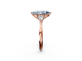 Rose gold Three-Stone Fancy Blue Marquise  Cut Diamond Ring with Pear Side Stones in Four-Prong Setting_109