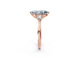 Rose gold Three-Stone Fancy Blue Marquise Cut Diamond Ring with Pear  Side Stones in Four-Prong Setting_14