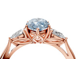 Rose gold Three-Stone Fancy Blue Marquise Cut Diamond Ring with Pear  Side Stones in Four-Prong Setting_16