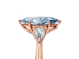 Rose gold Three-Stone Fancy Blue Marquise Cut Diamond Ring with Pear  Side Stones in Four-Prong Setting_17