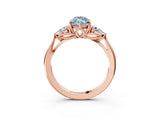 Rose gold Three-Stone Fancy Blue Marquise Cut Diamond Ring with Pear  Side Stones in Four-Prong Setting_51