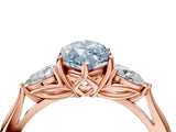 Rose gold Three-Stone Fancy Blue Marquise Cut Diamond Ring with Pear  Side Stones in Four-Prong Setting_52
