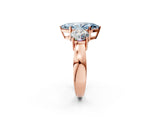 Rose gold Three-Stone Fancy Blue Marquise Cut Diamond Ring with Round Side Stones, Classic Band, and Four-Prong Setting_2