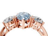 Rose gold Three-Stone Fancy Blue Marquise Cut Diamond Ring with Round Side Stones, Classic Band, and Four-Prong Setting_4