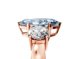 Rose gold Three-Stone Fancy Blue Marquise Cut Diamond Ring with Round Side Stones, Classic Band, and Four-Prong Setting_5