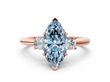 Rose gold Three-Stone Fancy Blue Marquise  Cut Diamond Solitaire with Prong Setting and Classic Band_42