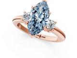 Rose gold Three-Stone Fancy Blue Marquise  Cut Diamond Solitaire with Prong Setting and Classic Band_43