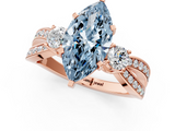 Rose gold Three-Stone Fancy Blue Marquise  Cut Diamond Twist Band with Prong Setting_57