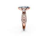 Rose gold Three-Stone Fancy Blue Marquise  Cut Diamond Twist Band with Prong Setting_58