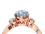 Rose gold Three-Stone Fancy Blue Marquise  Cut Diamond Twist Band with Prong Setting_60