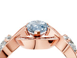 Rose gold Three-Stone Fancy Blue Marquise Cut Diamond Wave Pave Band with Prong Setting_4