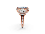 Rose gold Three-Stone Fancy Blue Marquise Cut Halo Diamond Milgrain Band with Four-Prong Setting_2