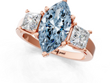 Rose gold Three-Stone Fancy Blue Marquise  Cut Solitaire Ring with Prong Setting_4