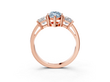 Rose gold Three-Stone Fancy Blue Marquise  Cut Solitaire Ring with Prong Setting_6