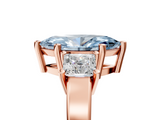 Rose gold Three-Stone Fancy Blue Marquise  Cut Solitaire Ring with Prong Setting_8