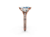 Rose gold Three-Stone Fancy Blue Marquise  Diamond Milgrain Pave Band with Prong Setting 2