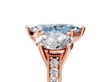 Rose gold Three-Stone Fancy Blue Marquise  Diamond Milgrain Pave Band with Prong Setting 5
