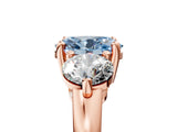 Rose gold Three-Stone Fancy Blue Oval  Brilliant Cut Solitaire Ring with Prong Setting on a Classic Band 1