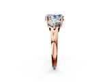 Rose gold Three-Stone Fancy Blue Oval  Brilliant Cut Solitaire Ring with Prong Setting on a Classic Band 4