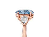 Rose gold Three-Stone Fancy Blue Oval Cut Brilliant Diamond Solitaire Ring with Tapered Band and Four-Prong Setting_30
