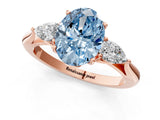Rose gold Three-Stone Fancy Blue Oval Cut Brilliant Diamond Solitaire Ring with Tapered Band and Four-Prong Setting_38