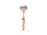 Rose gold Three-Stone Fancy Blue Oval Cut Brilliant Diamond Solitaire Ring with Tapered Band and Four-Prong Setting_39