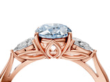 Rose gold Three-Stone Fancy Blue Oval Cut Brilliant Diamond Solitaire Ring with Tapered Band and Four-Prong Setting_41
