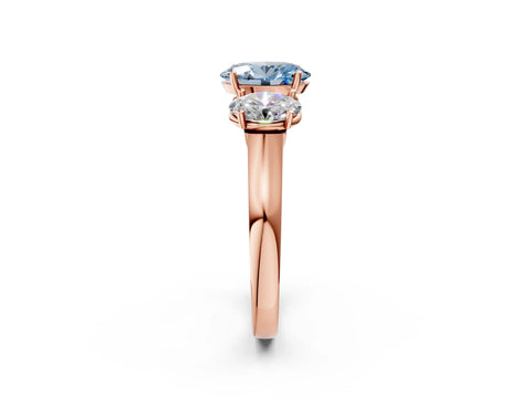 Rose gold Three-Stone Fancy Blue Oval Cut Brilliant Diamond Trellis Ring with Comfort Fit Band_2