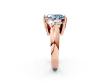 Rose gold Three Stone Fancy Blue Oval Cut Cut Channel Set Diamond Ring_2