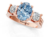 Rose gold Three-Stone Fancy Blue Oval Cut Cut Classic Band Prong Setting Ring_1