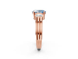 Rose gold Three-Stone Fancy Blue Oval Cut Cut Classic Band Prong Setting Ring_2