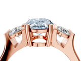 Rose gold Three-Stone Fancy Blue Oval Cut Cut Classic Band Prong Setting Ring_4