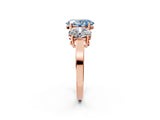Rose gold Three-Stone Fancy Blue Oval Cut Cut Diamond Engagement Ring with Flat Band and Four-Prong Setting_14